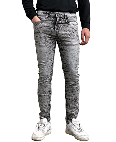 Southpole Men's Stretch Signature Denim, Marble Grey Black