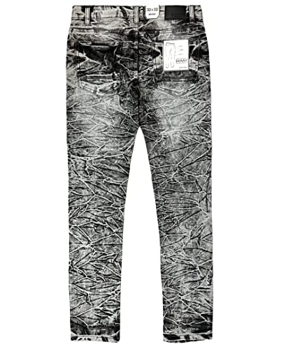 Southpole Men's Stretch Biker Denim Skinny Jeans, Marble Grey Black