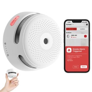 x-sense smart smoke detector fire alarm with replaceable battery, wi-fi smoke detector, app notifications with optional 24/7 professional monitoring service, xs01-wx, 1-pack