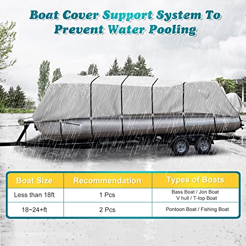 Fuprosico Pontoon Boat Cover Support System, Adjustable Telescopic Boat Cover Support Poles 2 Pack for Pontoon, Jon Boat, V Hull Boat with Webbing Straps and Weight Bag