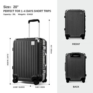 FIGESTIN Carry on Luggage 22x14x9 Airline Approved, Aluminum Frame Hard Shell Suitcases with Wheels,100% PC Lightweight, No Zipper Suitcase TSA Approved, 20" Carry-On (Zipperless Luggage)