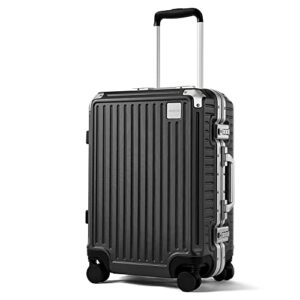 figestin carry on luggage 22x14x9 airline approved, aluminum frame hard shell suitcases with wheels,100% pc lightweight, no zipper suitcase tsa approved, 20" carry-on (zipperless luggage)