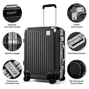 FIGESTIN Carry on Luggage 22x14x9 Airline Approved, Aluminum Frame Hard Shell Suitcases with Wheels,100% PC Lightweight, No Zipper Suitcase TSA Approved, 20" Carry-On (Zipperless Luggage)