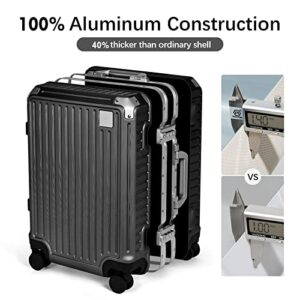 FIGESTIN Carry on Luggage 22x14x9 Airline Approved, Aluminum Frame Hard Shell Suitcases with Wheels,100% PC Lightweight, No Zipper Suitcase TSA Approved, 20" Carry-On (Zipperless Luggage)