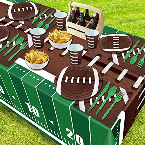 Football Party Decorations Football Party Supplies Tableware Set -24 guests Football Banners,Plate,Cup,Cutlery,Tablecloths for Superbowl Party Decorations 2023 Super Sunday Touchdown Party Decoration