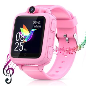 lterfear smart watch for kids watches for girls ages 5-7 with 14 games hd camera alarm calculator video music player, kids birthday gifts toys for 4 5 6 7 8 9 10 11 12 years old girls, pink