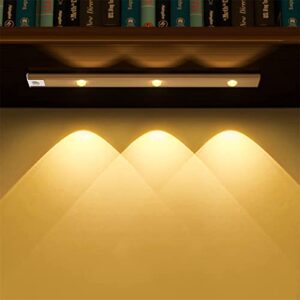 Motion Sensor Under Cabinet Lights - LED Under Counter Closet Lighting, Kitchen Night Lights, 3-Color Dimmable LED Light for Wardrobe, Closets (Silver)