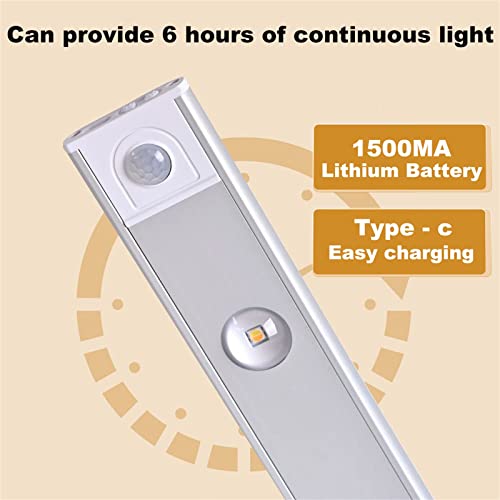 Motion Sensor Under Cabinet Lights - LED Under Counter Closet Lighting, Kitchen Night Lights, 3-Color Dimmable LED Light for Wardrobe, Closets (Silver)