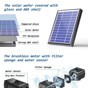 Biling Solar Water Fountain for Bird Bath, 3.5W Solar Water Pump Outdoor with 10ft Cable, 4ft Tubing, Solar Pond Pump for BirdBath, Garden Small Ponds and Fish Tank