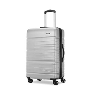 samsonite evolve se hardside expandable luggage with double wheels, arctic silver, medium spinner