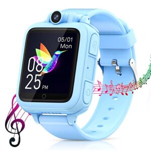lterfear smart watch for kids, kids watch with 14 games hd camera touch screen alarm music player calculator calendar video & audio recording, birthday gift toys for 4-12 years old boys, blue