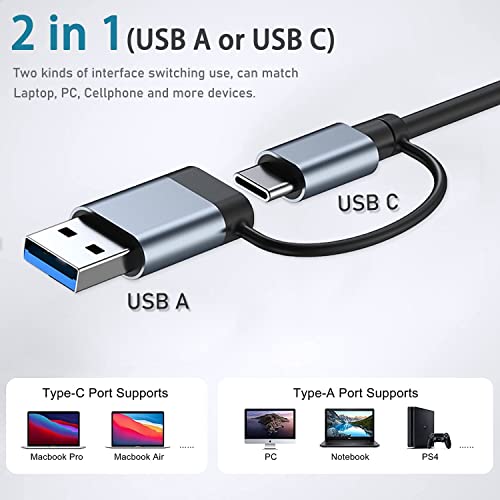 USB Hub 3.0 with 7 Ports, VIENON Aluminium USB C to USB 3.0 Hub for MacBook, Mac Pro/Mini, iMac, Ps4, PS5, Surface Pro,Flash Drive, Samsung