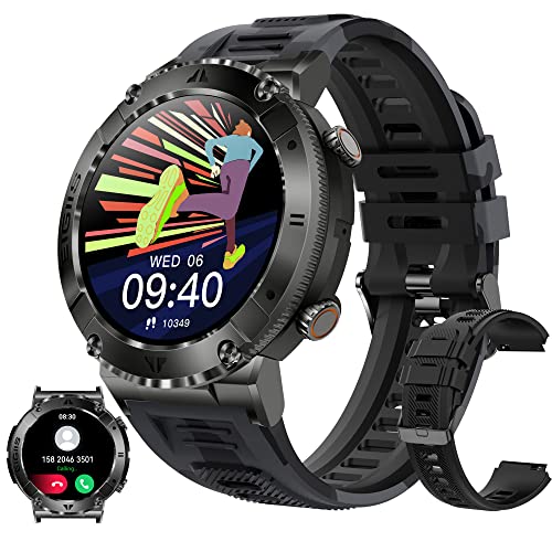 Smart Watch for Men 1.32” Full Screen Touch Rugged Smart Watch with Text and Call Outdoor Sports Watch Fitness Tracker with Heart Rate Sleep Monitor Tactical Smartwatch for iPhone Android Phones