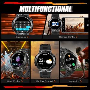 Smart Watch for Men 1.32” Full Screen Touch Rugged Smart Watch with Text and Call Outdoor Sports Watch Fitness Tracker with Heart Rate Sleep Monitor Tactical Smartwatch for iPhone Android Phones