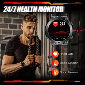 Smart Watch for Men 1.32” Full Screen Touch Rugged Smart Watch with Text and Call Outdoor Sports Watch Fitness Tracker with Heart Rate Sleep Monitor Tactical Smartwatch for iPhone Android Phones