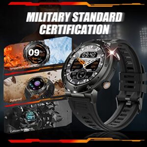 Smart Watch for Men 1.32” Full Screen Touch Rugged Smart Watch with Text and Call Outdoor Sports Watch Fitness Tracker with Heart Rate Sleep Monitor Tactical Smartwatch for iPhone Android Phones