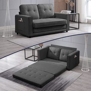 zafly 3-in-1 convertible sofa bed,futon bed,pull out couch bed,loveseat sleeper couches,84'' tri-fold multi-function modern floor bed,sofas & couches for living room,dark dark grey