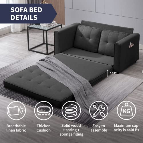 ZAFLY 3-in-1 Convertible Sofa Bed,Futon Bed,Pull Out Couch Bed,Loveseat Sleeper Couches,84'' Tri-Fold Multi-Function Modern Floor Bed,Sofas & Couches for Living Room,Dark Dark Grey