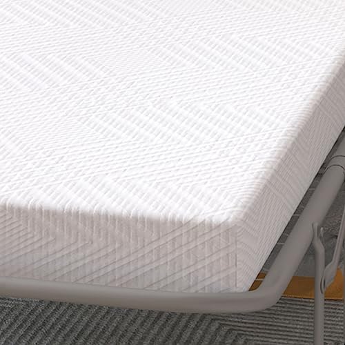 Dyonery 4.5 Inch Memory Foam Sofa Bed Mattress Replacement with Fiberglass-Free Fabric and Washable Cover for Sleeper Sofa and Couch Beds, Full Size, White (Sofa Not Included) 