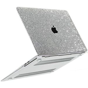 teazgopx bedazzled rhinestone macbook air 13 inch case 2022 2021 2020 2019 2018 release m1 a2337 a2179 a1932 touch id,3d glitter sparkle diamond case fashion luxury shiny crystal shell for women girl