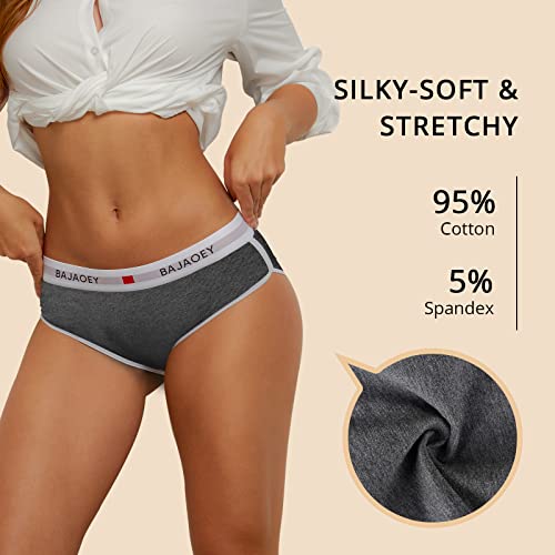 BAJAOEY Women's Cotton Underwear Moisture Wicking Breathable Cheeky Panties for Women Soft Comfy Ladies Bikini 5 Pack S-XL