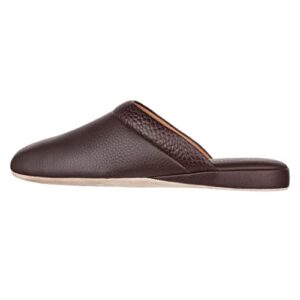 pamir mens premium leather house slippers with memory foam brown size 10