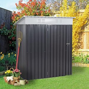 vongrasig 5 x 3 x 6 ft outdoor storage shed clearance with lockable door metal garden shed steel anti-corrosion storage house waterproof tool shed for backyard patio, lawn and garden (dark gray)