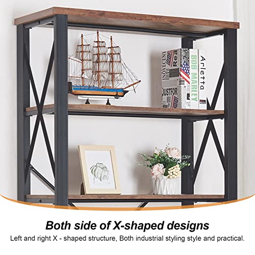 HOMBAZAAR Bookshelf, 6-Tier Industrial Bookshelves, Wood and Metal Bookcase,Free Standing Storage Small Modern Bookshelf for Living Room, Bedroom and Home Office，Brown