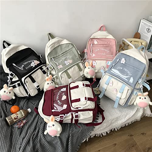 ncduansan Kawaii Backpack with Kawaii Pin and Accessories Backpack Cute Aesthetic Backpack Cute Kawaii Backpack for School(Pink)