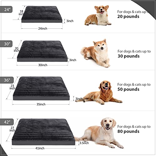 Large Dog Bed Washable with Removable Cover Waterproof, Dog Crate Beds for XL Large Medium Small Dogs Cats, Soft Flannel Pet Beds Anti-Slip Kennel Pad 36 inch