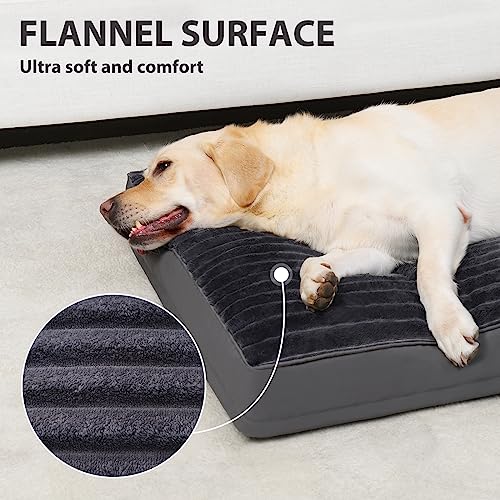 Large Dog Bed Washable with Removable Cover Waterproof, Dog Crate Beds for XL Large Medium Small Dogs Cats, Soft Flannel Pet Beds Anti-Slip Kennel Pad 36 inch