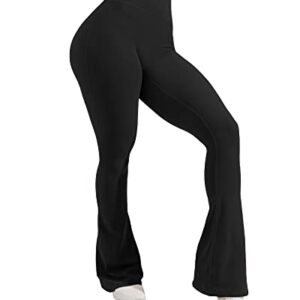 Gyiefcg Womens High Waist Flare Athletic Yoga Pants with Pockets Butt Lifting Running Workout Bootcut Leggings Black