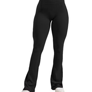 Gyiefcg Womens High Waist Flare Athletic Yoga Pants with Pockets Butt Lifting Running Workout Bootcut Leggings Black