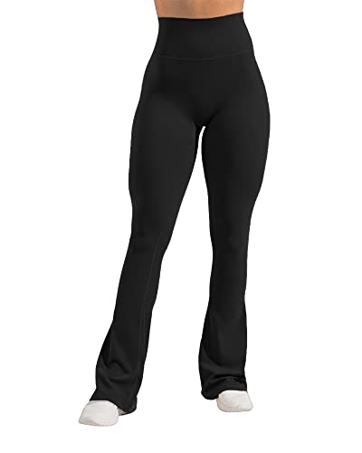 Gyiefcg Womens High Waist Flare Athletic Yoga Pants with Pockets Butt Lifting Running Workout Bootcut Leggings Black