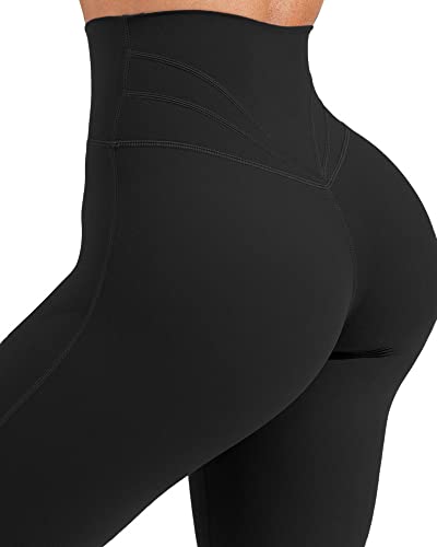 Gyiefcg Womens High Waist Flare Athletic Yoga Pants with Pockets Butt Lifting Running Workout Bootcut Leggings Black