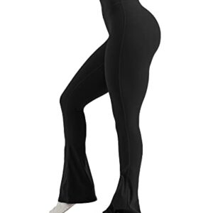 Gyiefcg Womens High Waist Flare Athletic Yoga Pants with Pockets Butt Lifting Running Workout Bootcut Leggings Black