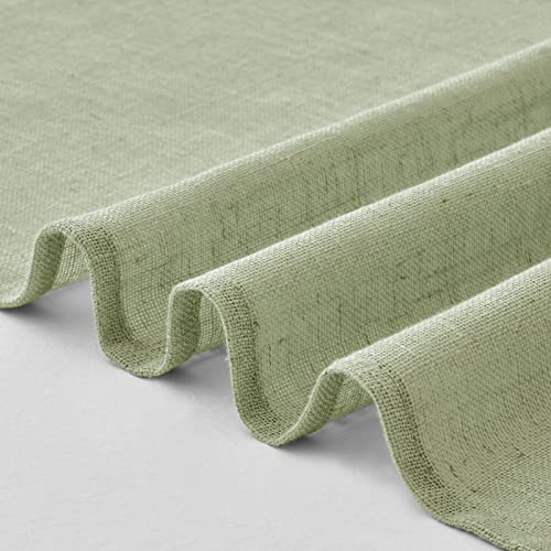 Woaboy Sage Green Semi Sheer Curtains 84 inch Length for Living Room 2 Panels Grommet Drapes Natural Linen Farmhouse Window Curtains Light Filtering and Protect Privacy 52x84 Long