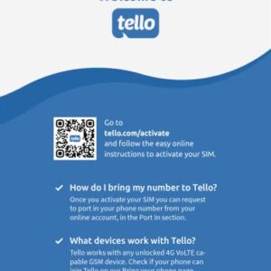 Tello Mobile Phone Plan | $19/Month - Unlimited Talk & Text + 5GB | Bring Your Own Phone Kit | 3 in 1 SIM Card Included | Nation-Wide 4G LTE/5G Coverage