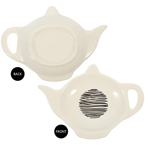 DOITOOL 2pcs Bag Sauce Dessert Teabag Saucer Tray Shaped Holder Appetizer Accessory Ketchup Bag Dishes Dish Jewelry Seasoning Coasters Porcelain for Bowl Coaster Classic Tea White Kitchen