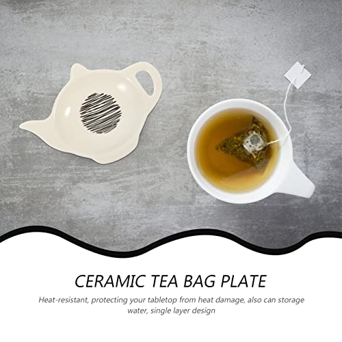 DOITOOL 2pcs Bag Sauce Dessert Teabag Saucer Tray Shaped Holder Appetizer Accessory Ketchup Bag Dishes Dish Jewelry Seasoning Coasters Porcelain for Bowl Coaster Classic Tea White Kitchen