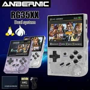 RG35XX Linux Handheld and Garlic Handheld Game Console 3.5'' IPS Screen, 35xx with a 64G Card Pre-Loaded 6900 Games, RG35X Supports HDMI and TV Output 2600mAh Battery