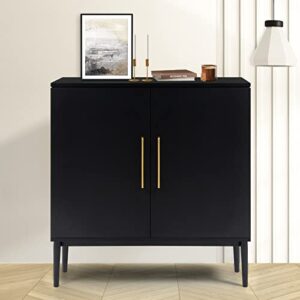 kfo storage cabinet with doors, black accent cabinet, modern free standing cabinet, black sideboard with metal base for bedroom, living room, kitchen and office
