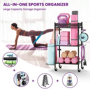 VOPEAK Yoga Mat Storage Rack, Home Gym Storage Rack Yoga Mat Holder, Workout Storage for Yoga Mat, Foam Roller, Gym Organizer Gym Equipment Storage for Home Exercise and Fitness Gear (Metal)