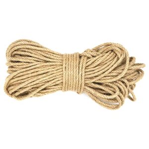 jute rope 1/4 inch 100 ft 6mm thick natural clothesline garden twine rope, 4 strands heavy duty & strong decorative string for crafts, hanging plants, packing & bundling by imrope