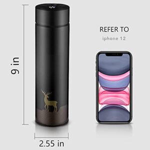 Vacuum insulated stainless steel thermos cup | men's and women's reusable daily automotive leak-proof thermos | Smart display temperature series | 16 ounces. Hot Coffee/iced drink/Tea Cup