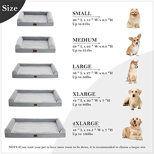 WNPETHOME Dog Beds for Large Dogs, Orthopedic Sofa Dog Bed Mat Pillow with Removable Waterproof Cover, Egg-Foam Dog Crate Bed for Medium Large Dogs