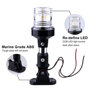 marinexplore Boat Anchor Light,White LED Stern Light for Boat 3 Nautical Mile Bimini Top Lights Fold Down Pontoon Light All Round 12~24V, 6''