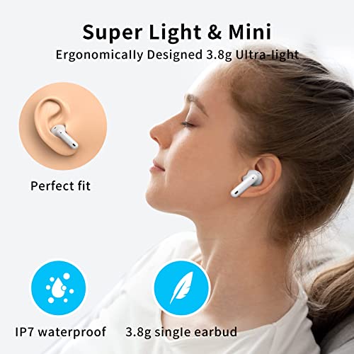 XIAOWTEK A40 Pro Wireless Earbuds, 50Hrs Playtime Bluetooth Earbuds Built in Noise Cancellation Mic with Charging Case, Bluetooth Headphones with Stereo Sound, IPX7 Waterproof Ear Buds for iPhone