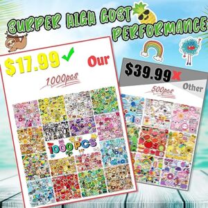 1000pcs Stickers Pack, Bulk Stickers for Teens, Adults, Waterproof Vinyl Stickers for Hyfroflask, Laptop, Cute Cool Sticker Pack for Teacher, Gift for Girls, Boys,