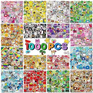 1000pcs stickers pack, bulk stickers for teens, adults, waterproof vinyl stickers for hyfroflask, laptop, cute cool sticker pack for teacher, gift for girls, boys,